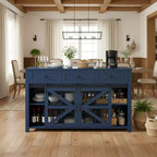 Okak Buffet moderne en verre, meuble de rangement pour salle à manger, armoires de cuisine avec porte coulissante de style grange et poignées en métal