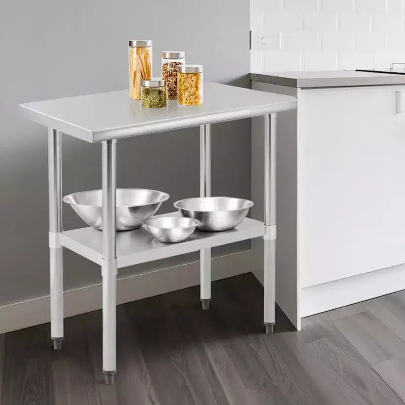 Table de travail en acier inoxydable COZONY avec étagère inférieure, table de préparation commerciale pour la cuisine et l'usage général
