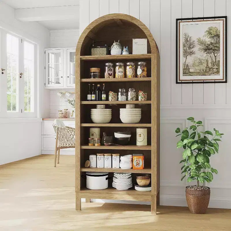 Meuble de rangement à chaussures multifonctionnel GustoWave à 7 niveaux avec arche haute pour entrée, couloir ou salon