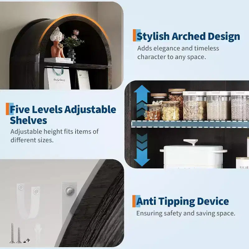 Meuble de rangement à chaussures multifonctionnel GustoWave à 7 niveaux avec arche haute pour entrée, couloir ou salon