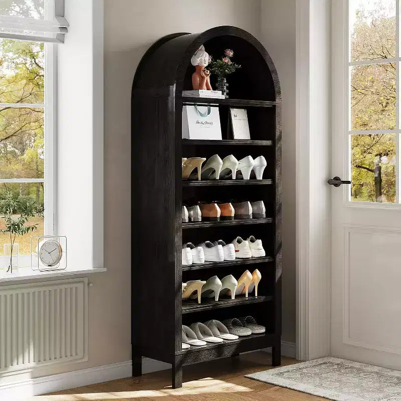 GustoWave Multifunctional 7 Tier Tall Arched Shoe Storage Cabinet for Entryway, Hallway Living Room