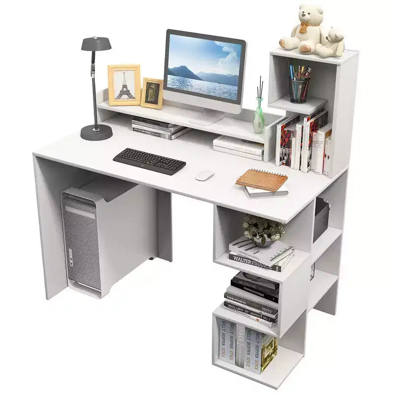 Bureau informatique moderne Costway 48 avec huche et étagères de rangement pour le bureau à domicile