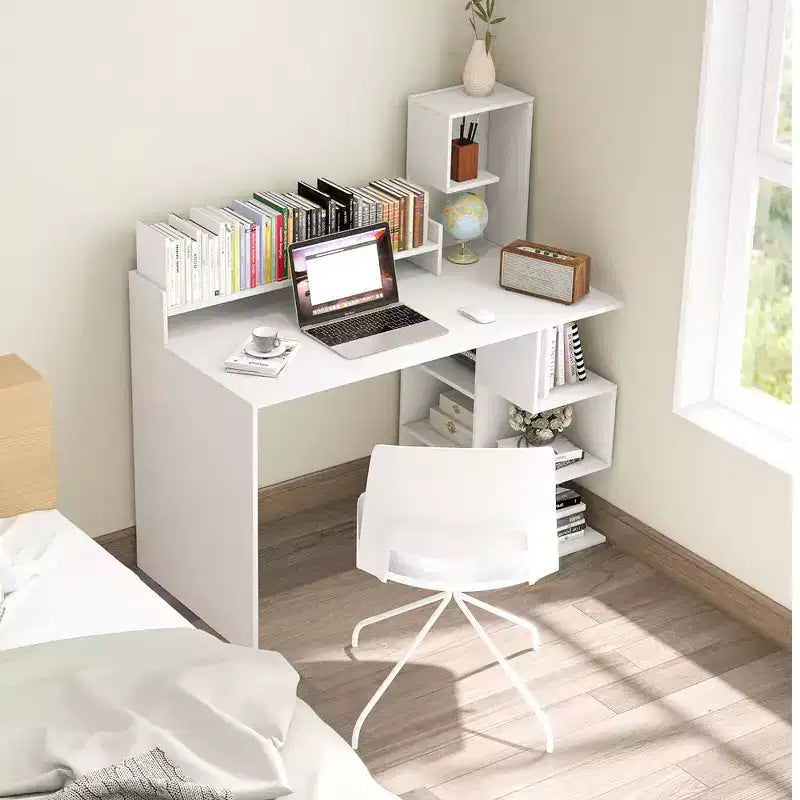 Bureau informatique moderne Costway 48 avec huche et étagères de rangement pour le bureau à domicile