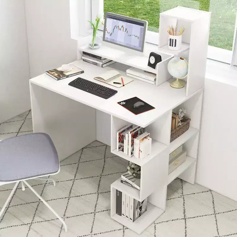 Bureau informatique moderne Costway 48 avec huche et étagères de rangement pour le bureau à domicile