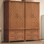 Meuble de rangement haut en forme de V de 71 po avec 2 portes et tiroirs, grand buffet de ferme en bois autoportant, marron rustique