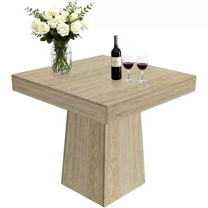 Table à manger carrée quatre personnes de 80 cm, style moderne, base en bois, adaptée aux salles à manger, salons et appartements