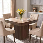 Table à manger carrée quatre personnes de 80 cm, style moderne, base en bois, adaptée aux salles à manger, salons et appartements