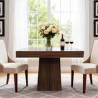 Table à manger carrée quatre personnes de 80 cm, style moderne, base en bois, adaptée aux salles à manger, salons et appartements