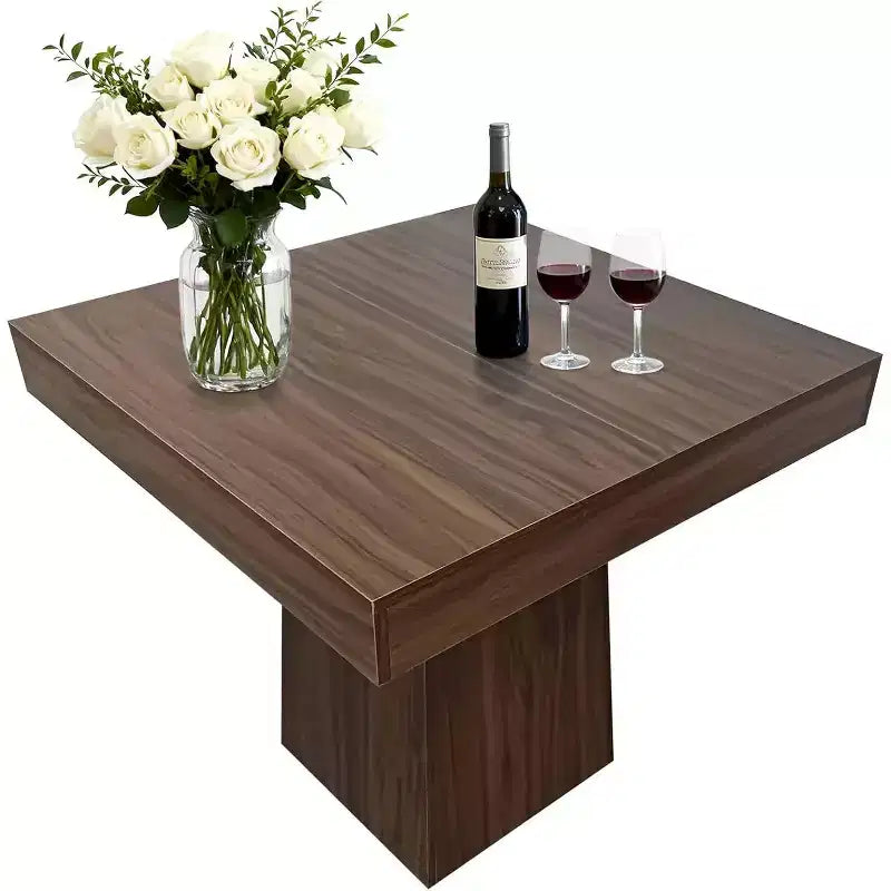 Table à manger carrée quatre personnes de 80 cm, style moderne, base en bois, adaptée aux salles à manger, salons et appartements