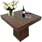 Table à manger carrée quatre personnes de 80 cm, style moderne, base en bois, adaptée aux salles à manger, salons et appartements
