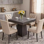 Table à manger carrée quatre personnes de 80 cm, style moderne, base en bois, adaptée aux salles à manger, salons et appartements