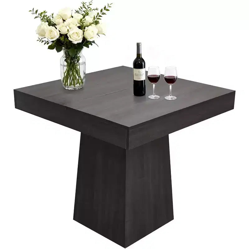 Table à manger carrée quatre personnes de 80 cm, style moderne, base en bois, adaptée aux salles à manger, salons et appartements
