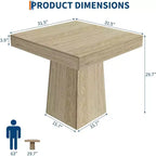 Table à manger carrée quatre personnes de 80 cm, style moderne, base en bois, adaptée aux salles à manger, salons et appartements