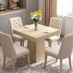 Table à manger carrée quatre personnes de 80 cm, style moderne, base en bois, adaptée aux salles à manger, salons et appartements