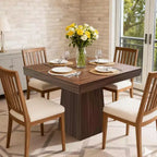 Table à manger carrée quatre personnes de 80 cm, style moderne, base en bois, adaptée aux salles à manger, salons et appartements
