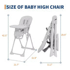 Chaise haute pliable pour bébés et tout-petits, réglable en hauteur/dossier/repose-pieds, avec plateau amovible, pliage rapide