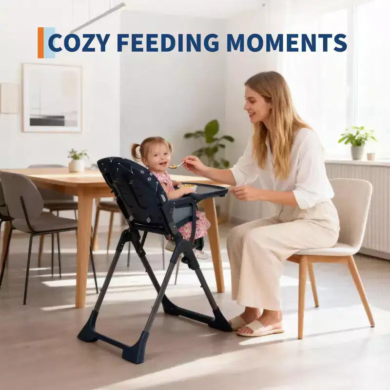 Chaise haute pliable pour bébés et tout-petits, réglable en hauteur/dossier/repose-pieds, avec plateau amovible, pliage rapide