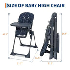 Chaise haute pliable pour bébés et tout-petits, réglable en hauteur/dossier/repose-pieds, avec plateau amovible, pliage rapide