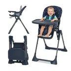 Baby High Chair, Foldable Feeding Chairs for Babies and Toddlers, Adjustable Height/Backrest/Footrest, Removable Tray, Fast Folding