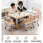 Ensemble table et 6 chaises pour enfants, réglable en hauteur, bureau multifonctionnel, chaises ergonomiques, pour salles de classe, garderies