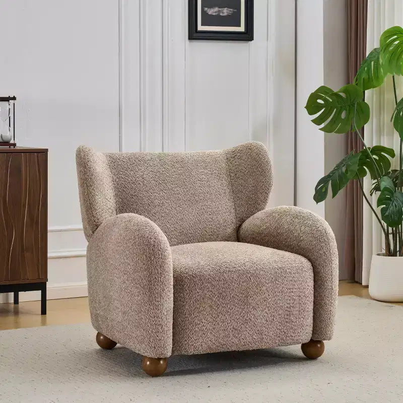 Christopher Knight Home Greer Modern Wooden Upholstered Wingback Accent Chair