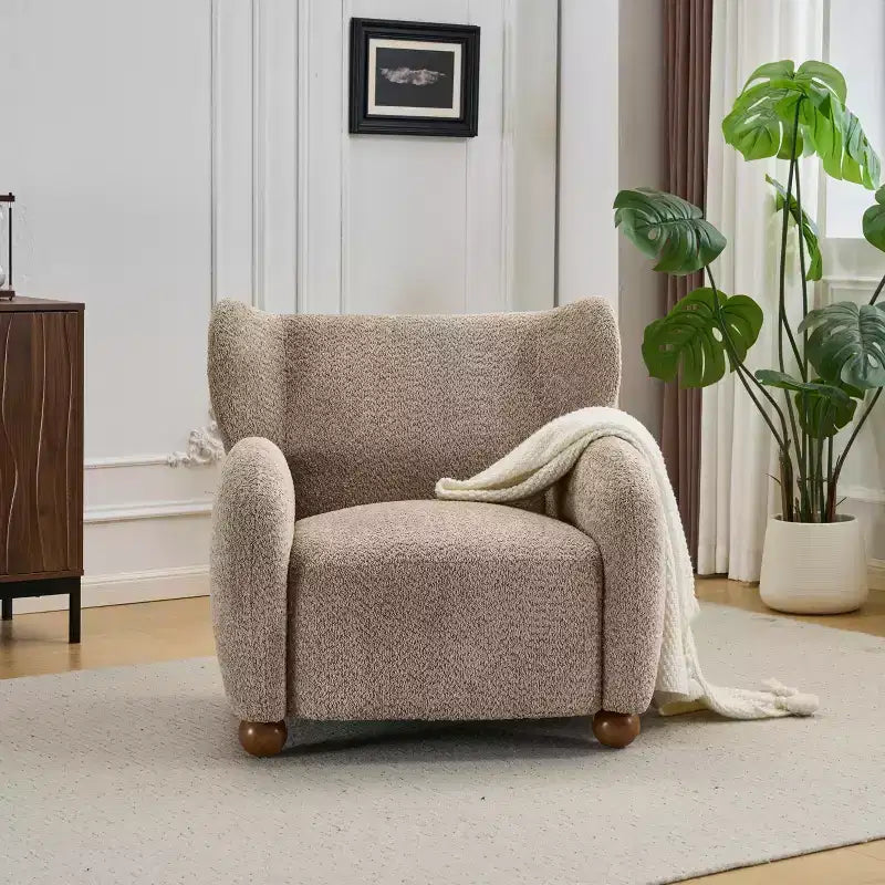 Christopher Knight Home Greer Modern Wooden Upholstered Wingback Accent Chair