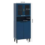 Meuble de cuisine autoportant de 160 cm avec portes vitrées, buffet de rangement pour cuisine, salon et salle de bain