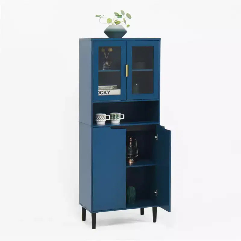 Meuble de cuisine autoportant de 160 cm avec portes vitrées, buffet de rangement pour cuisine, salon et salle de bain