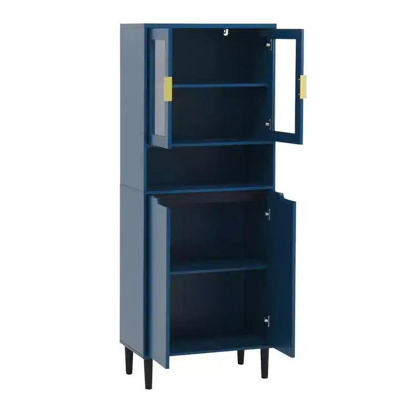 Meuble de cuisine autoportant de 160 cm avec portes vitrées, buffet de rangement pour cuisine, salon et salle de bain