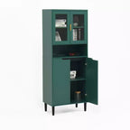 Meuble de cuisine autoportant de 160 cm avec portes vitrées, buffet de rangement pour cuisine, salon et salle de bain