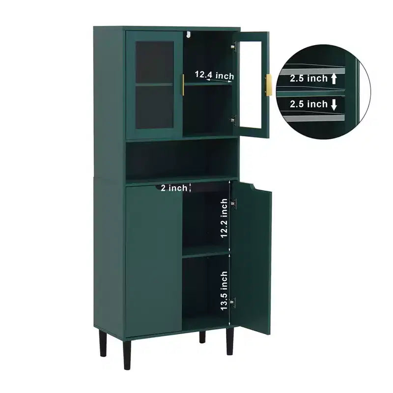 Meuble de cuisine autoportant de 160 cm avec portes vitrées, buffet de rangement pour cuisine, salon et salle de bain