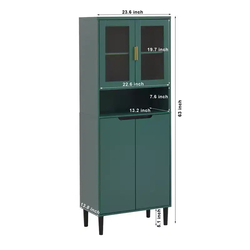 Meuble de cuisine autoportant de 160 cm avec portes vitrées, buffet de rangement pour cuisine, salon et salle de bain