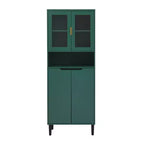 Meuble de cuisine autoportant de 160 cm avec portes vitrées, buffet de rangement pour cuisine, salon et salle de bain