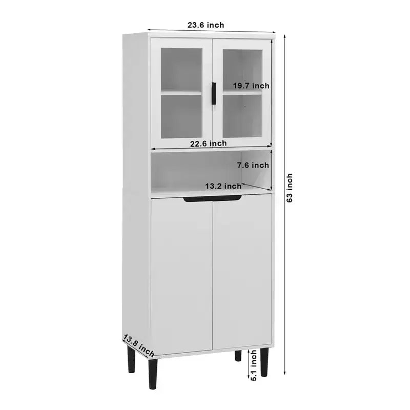 Meuble de cuisine autoportant de 160 cm avec portes vitrées, buffet de rangement pour cuisine, salon et salle de bain