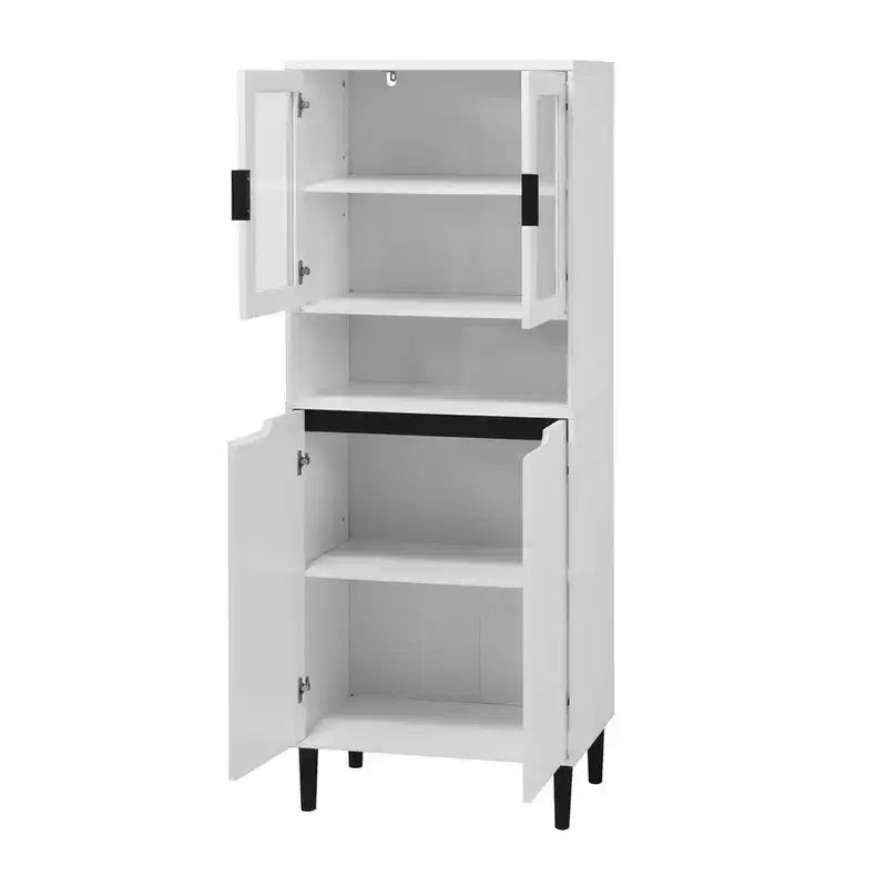 Meuble de cuisine autoportant de 160 cm avec portes vitrées, buffet de rangement pour cuisine, salon et salle de bain