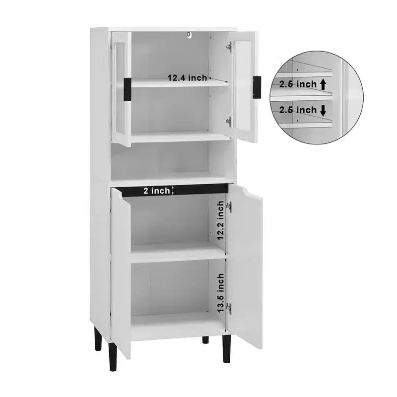 Meuble de cuisine autoportant de 160 cm avec portes vitrées, buffet de rangement pour cuisine, salon et salle de bain