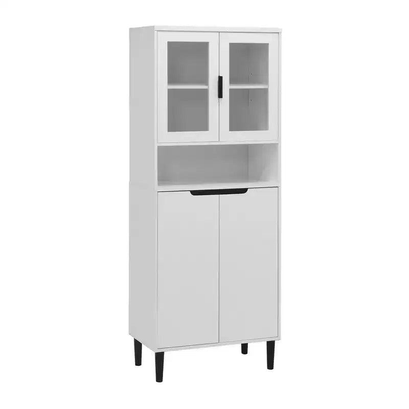 Meuble de cuisine autoportant de 160 cm avec portes vitrées, buffet de rangement pour cuisine, salon et salle de bain