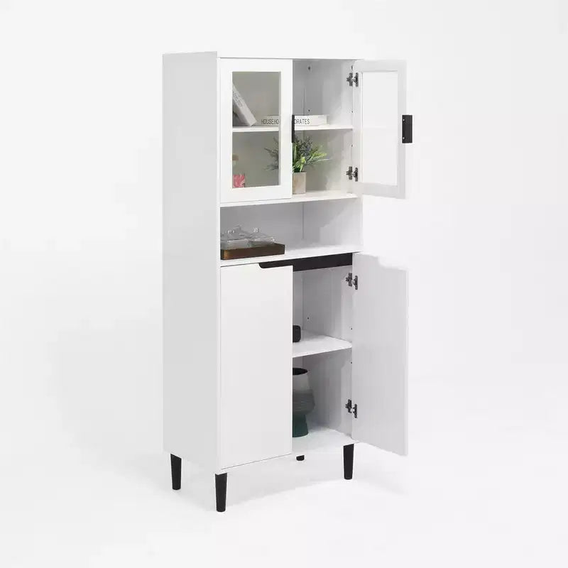 Meuble de cuisine autoportant de 160 cm avec portes vitrées, buffet de rangement pour cuisine, salon et salle de bain