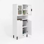 Meuble de cuisine autoportant de 160 cm avec portes vitrées, buffet de rangement pour cuisine, salon et salle de bain