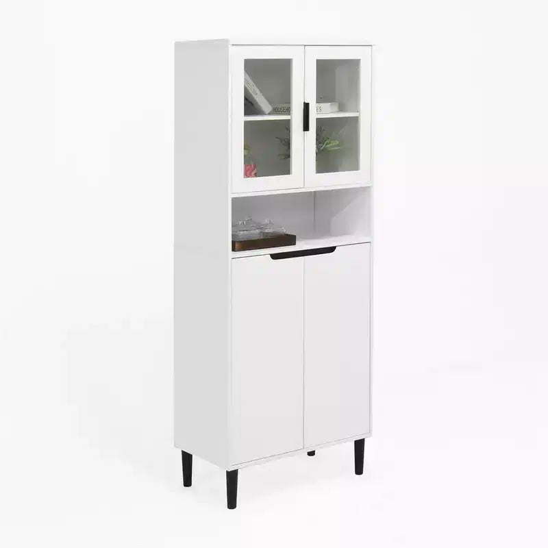 Meuble de cuisine autoportant de 160 cm avec portes vitrées, buffet de rangement pour cuisine, salon et salle de bain