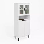 Meuble de cuisine autoportant de 160 cm avec portes vitrées, buffet de rangement pour cuisine, salon et salle de bain