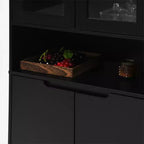 Meuble de cuisine autoportant de 160 cm avec portes vitrées, buffet de rangement pour cuisine, salon et salle de bain