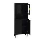 Meuble de cuisine autoportant de 160 cm avec portes vitrées, buffet de rangement pour cuisine, salon et salle de bain