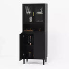 Meuble de cuisine autoportant de 160 cm avec portes vitrées, buffet de rangement pour cuisine, salon et salle de bain