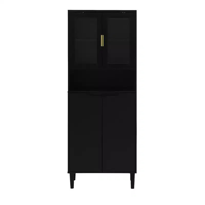 Meuble de cuisine autoportant de 160 cm avec portes vitrées, buffet de rangement pour cuisine, salon et salle de bain