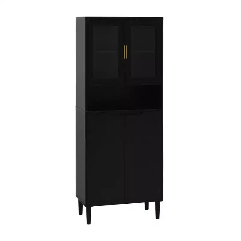 63 Tall Kitchen Pantry Cabinet, Buffet Cupboard Cabinet with Glass Doors, Freestanding Food Pantry Cabinet for Kitchen Living Room and Bathroom