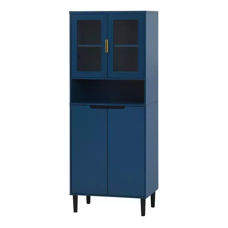 Meuble de cuisine autoportant de 160 cm avec portes vitrées, buffet de rangement pour cuisine, salon et salle de bain