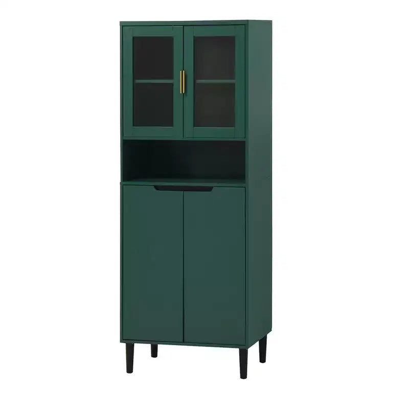 Meuble de cuisine autoportant de 160 cm avec portes vitrées, buffet de rangement pour cuisine, salon et salle de bain