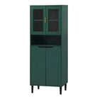 Meuble de cuisine autoportant de 160 cm avec portes vitrées, buffet de rangement pour cuisine, salon et salle de bain