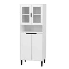 Meuble de cuisine autoportant de 160 cm avec portes vitrées, buffet de rangement pour cuisine, salon et salle de bain